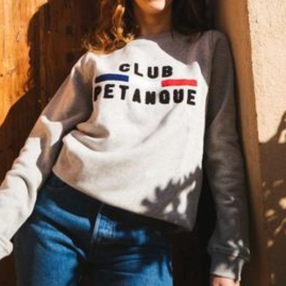 Club Petanque Tops - Sweat Club Pétanque - Sport Détente - Heather Grey Sweatshirt EUC Club Petanque